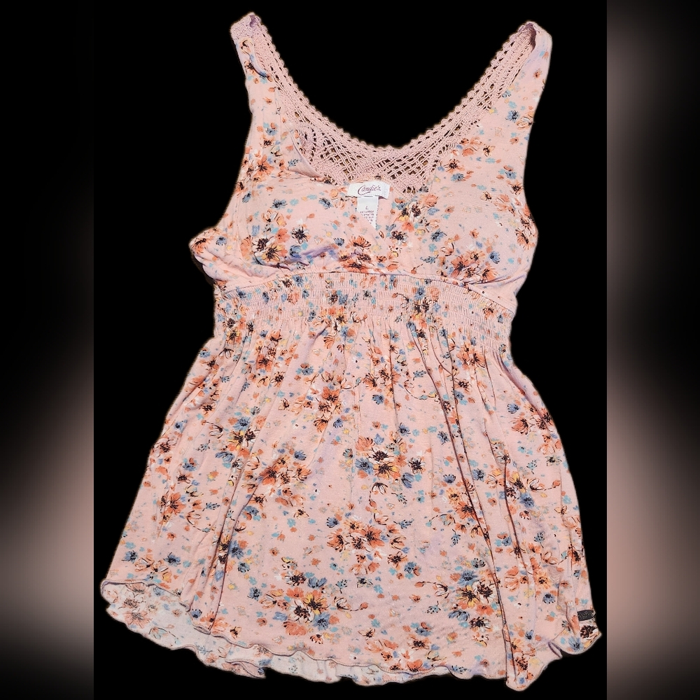 Floral Crochet Detail Tank Blousy Top